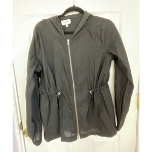 Soma Sport Lightweight Windbreaker Jacket Women's Large Black Full Zip Hooded